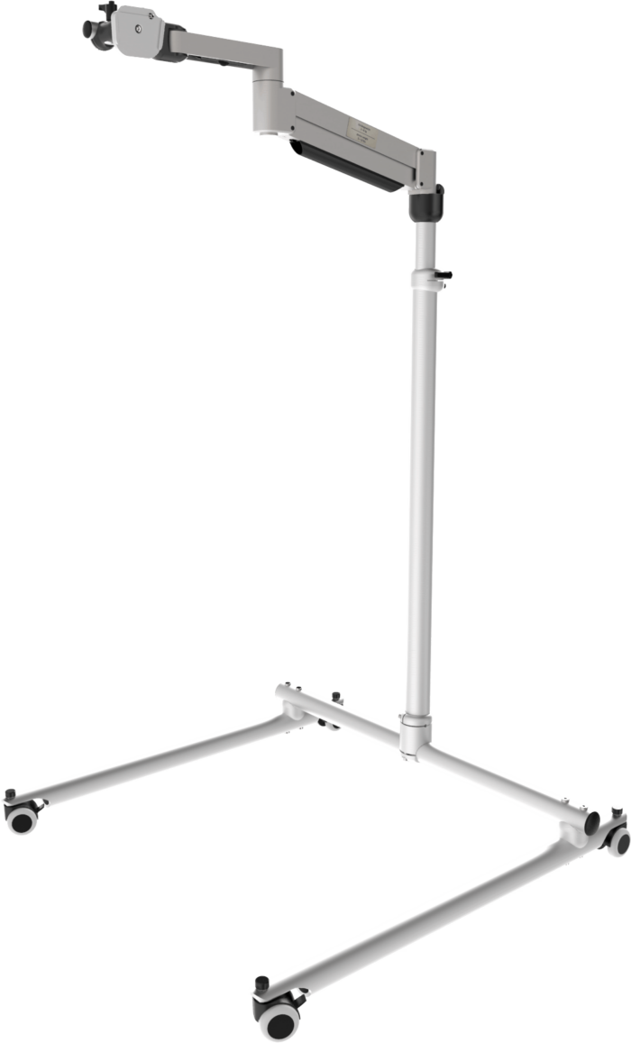Classic Tele floor stand with adjustable height and floating arm, by Rehadapt