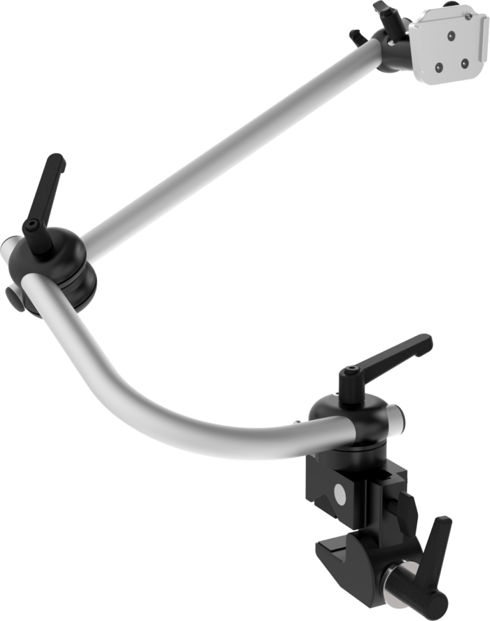 Durable Monty 3D table mount system with SuperClamp for heavy devices, by Rehadapt